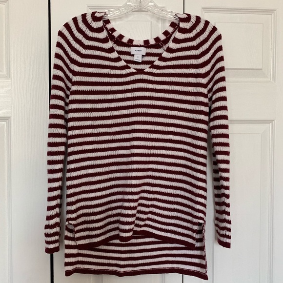 Old Navy red and white stripe knit sweater - Picture 2 of 4